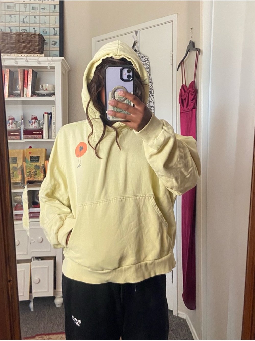 O'Neill Pale Yellow Hooded Sweatshirt with Small Orange Graphic